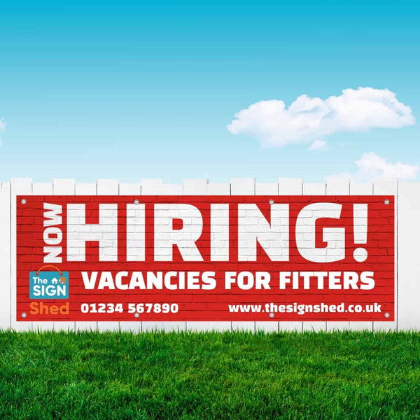 Personalised Now Hiring Job Vacancies Banner Made in Britain