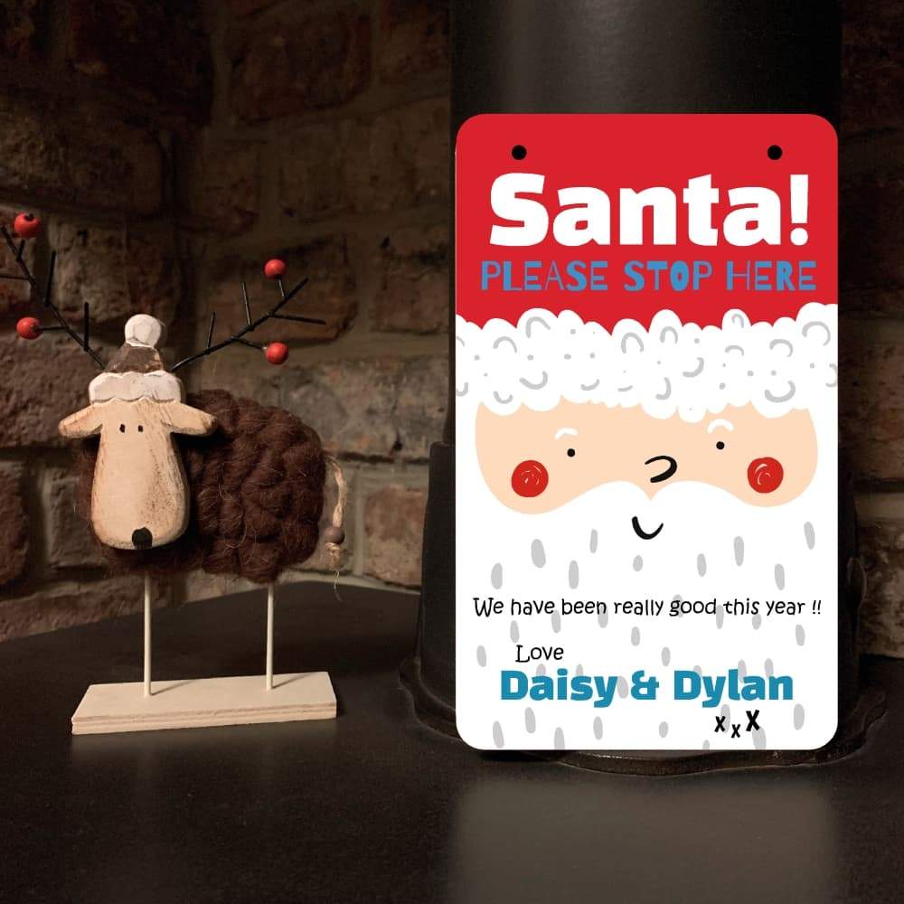 Personalised Santa Please Stop Here Sign - The Sign Shed