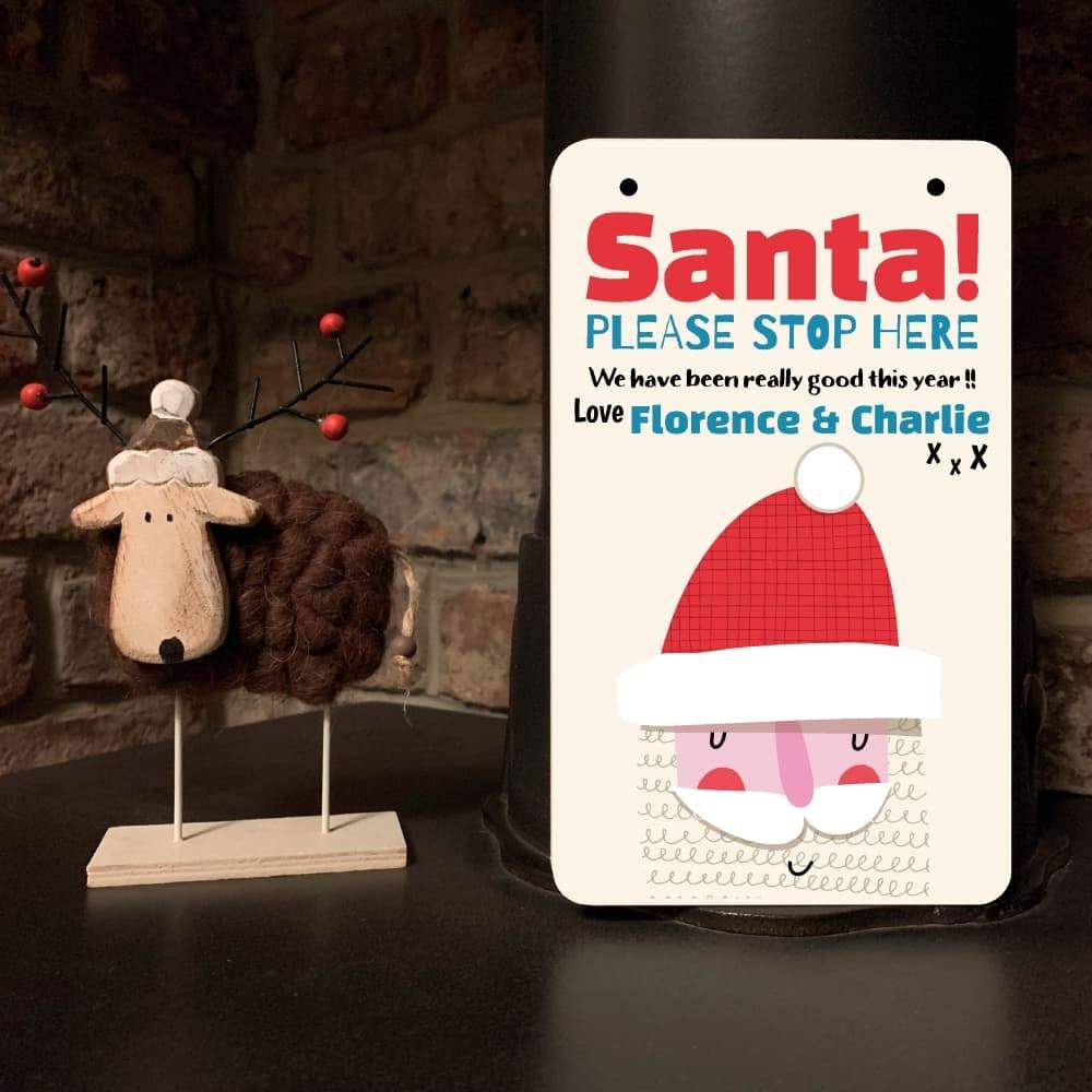 Personalised Santa Stop Here Sign - The Sign Shed