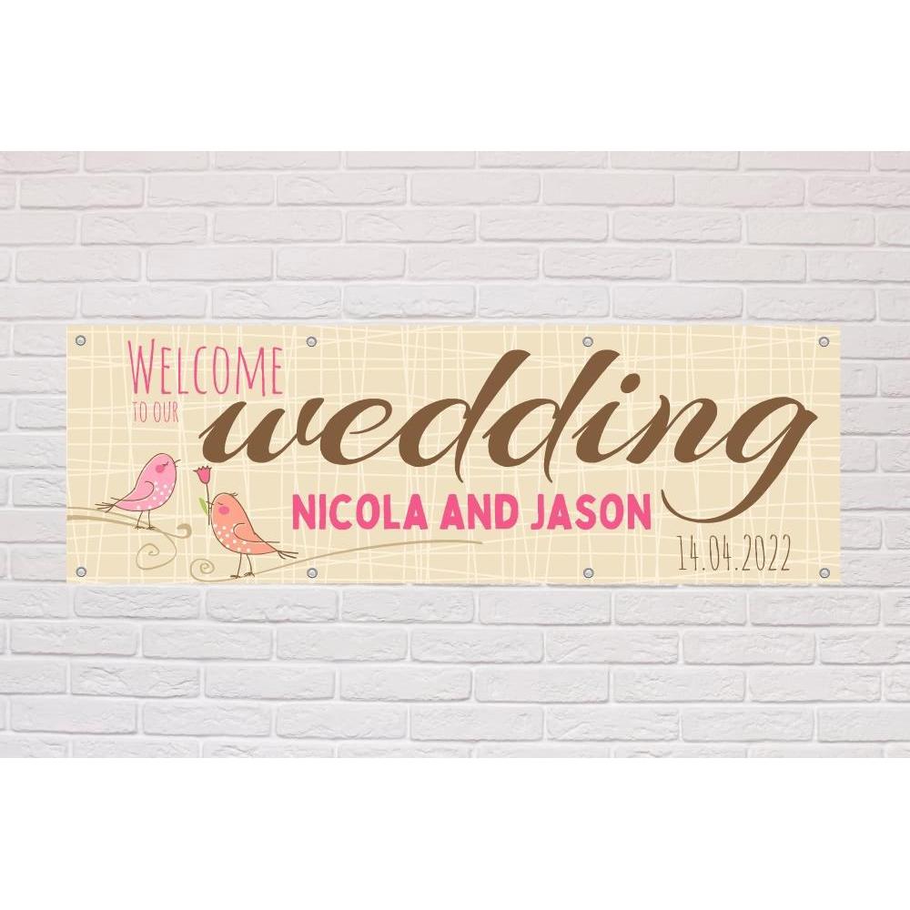 Personalised Welcome To Our Wedding Banner | Lovebirds - The Sign Shed