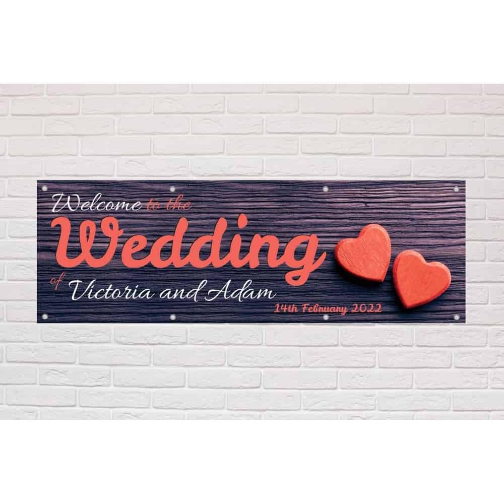 Personalised Welcome To The Wedding Banner | Hearts Theme - The Sign Shed