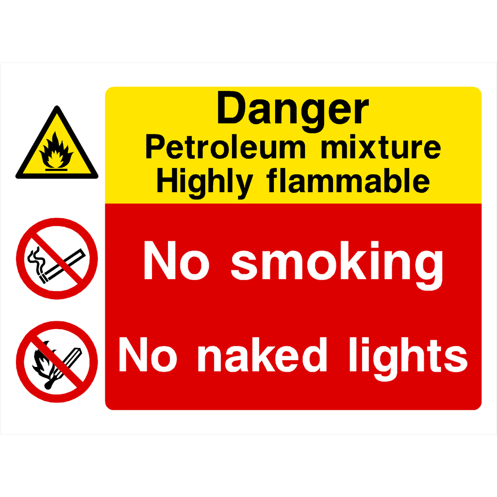 Petroleum Mixture Highly Flammable No Smoking Sign - The Sign Shed