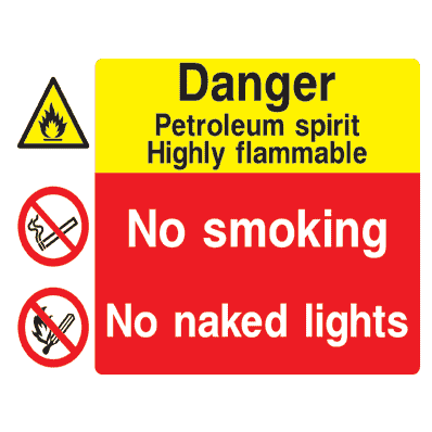 Petroleum Spirit Flammable No Smoking Sign - The Sign Shed