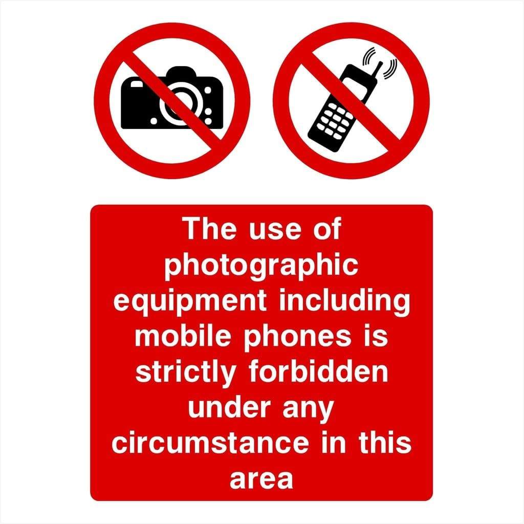 Photographic Equipment Strictly Forbidden Sign - The Sign Shed