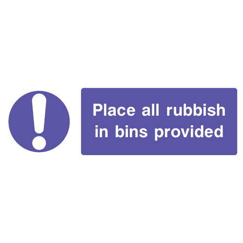 Place All Rubbish In Bins Provided Safety Sign - The Sign Shed