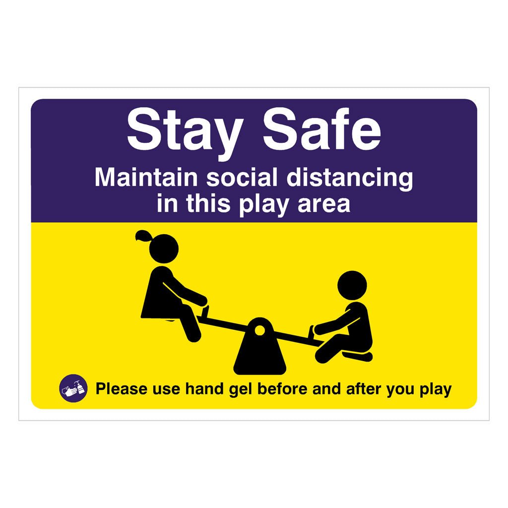 Play Area Social Distance Hand Gel Safety Sign - The Sign Shed