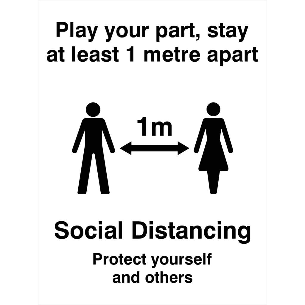 Play Your Part Stay At Least 1 Metre Apart Social Distancing Sign - The Sign Shed