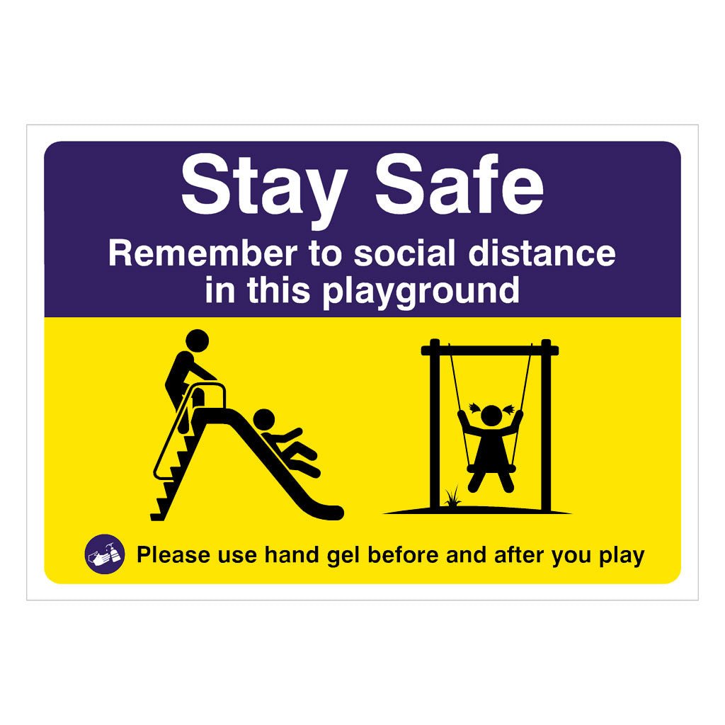 Playground Social Distance Hand Gel Safety Sign - The Sign Shed