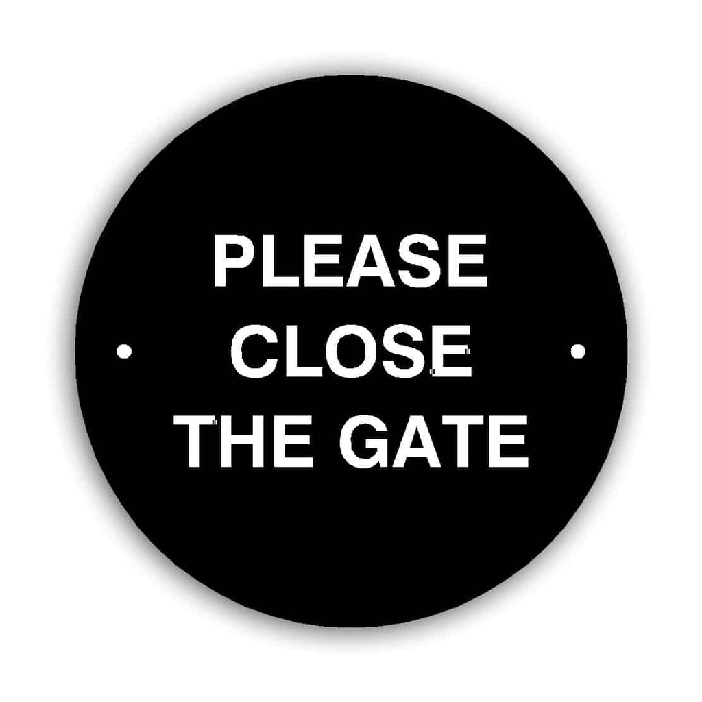 PLEASE CLOSE THE GATE black waymarker sign - The Sign Shed