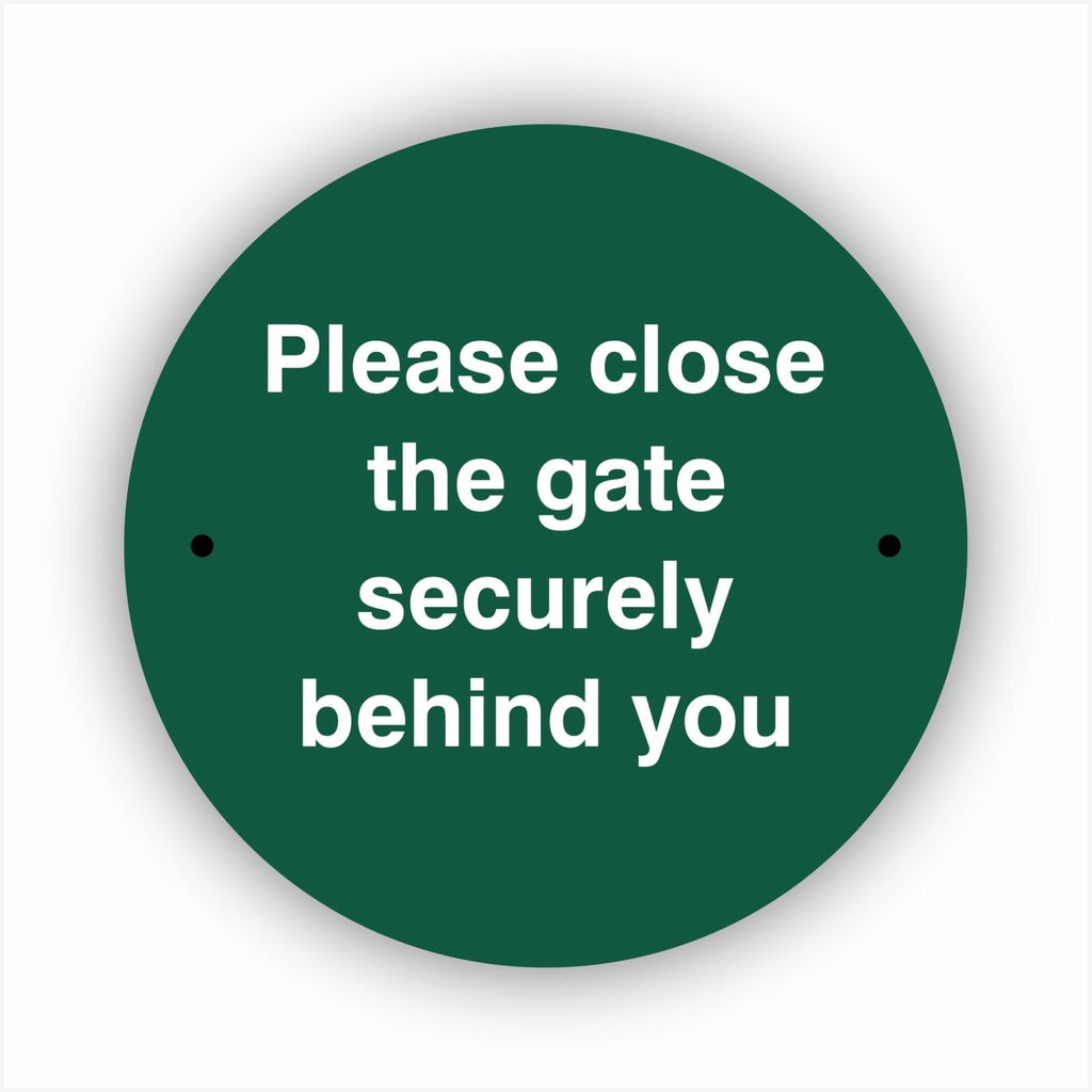 Please Close The Gate Securely Behind You Waymarker sign - The Sign Shed