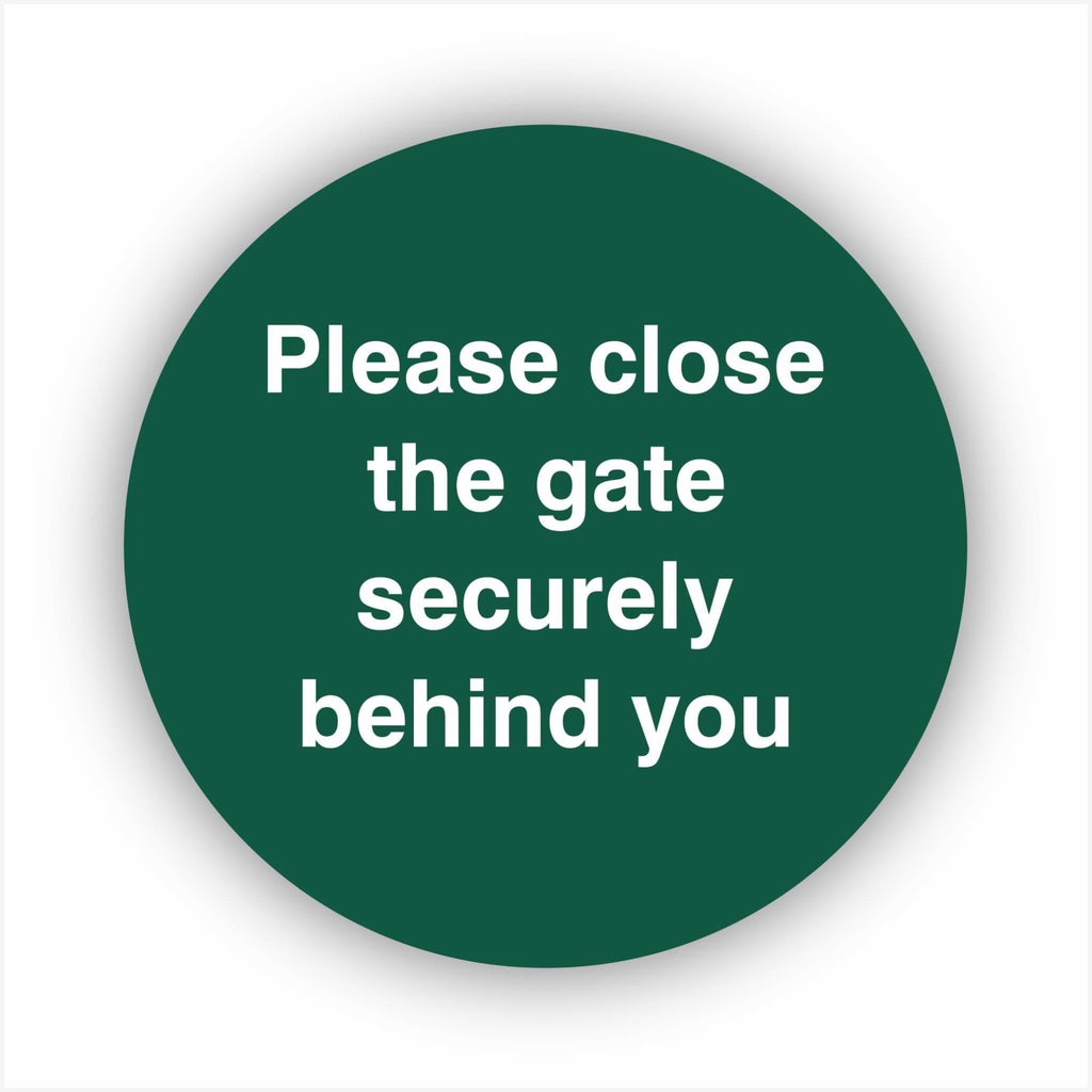 Please Close The Gate Securely Behind You Waymarker sign - The Sign Shed