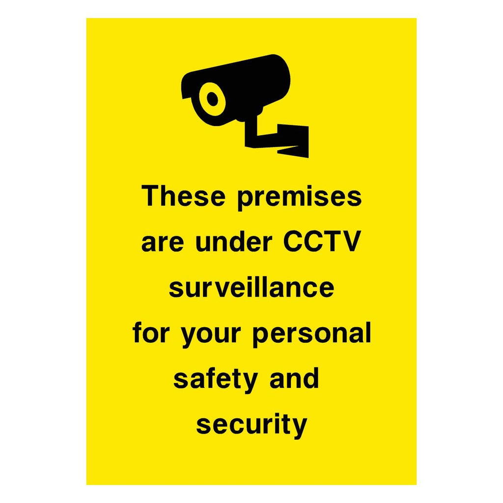 Premises Are Under CCTV Surveillance Personal Safety Yellow Sign - The Sign Shed