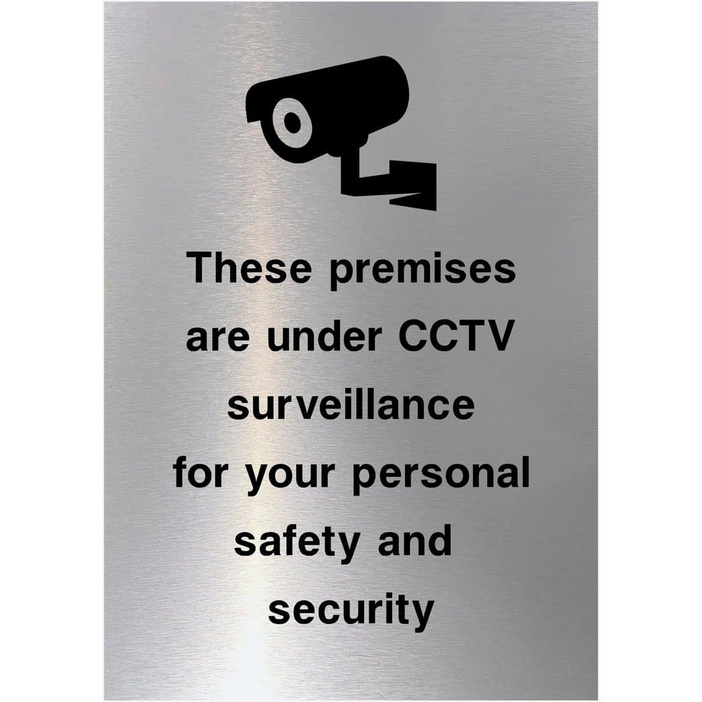 Premises Are Under CCTV Surveillance Sign Brushed Silver - The Sign Shed