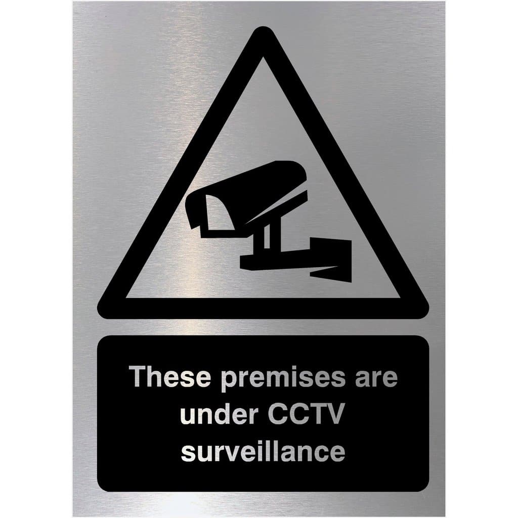 Premises Under CCTV Surveillance Sign Brushed Silver - The Sign Shed