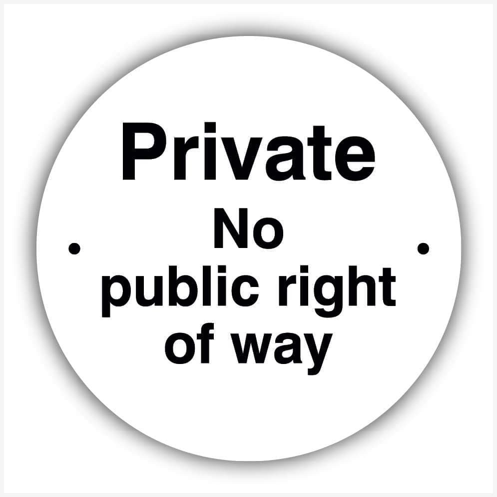 Private No Public Right of Way White Waymarker sign - The Sign Shed
