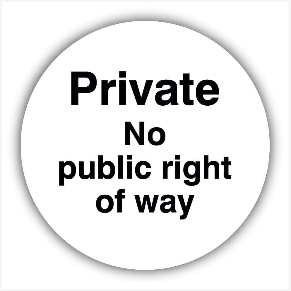 Private No Public Right of Way White Waymarker sign - The Sign Shed