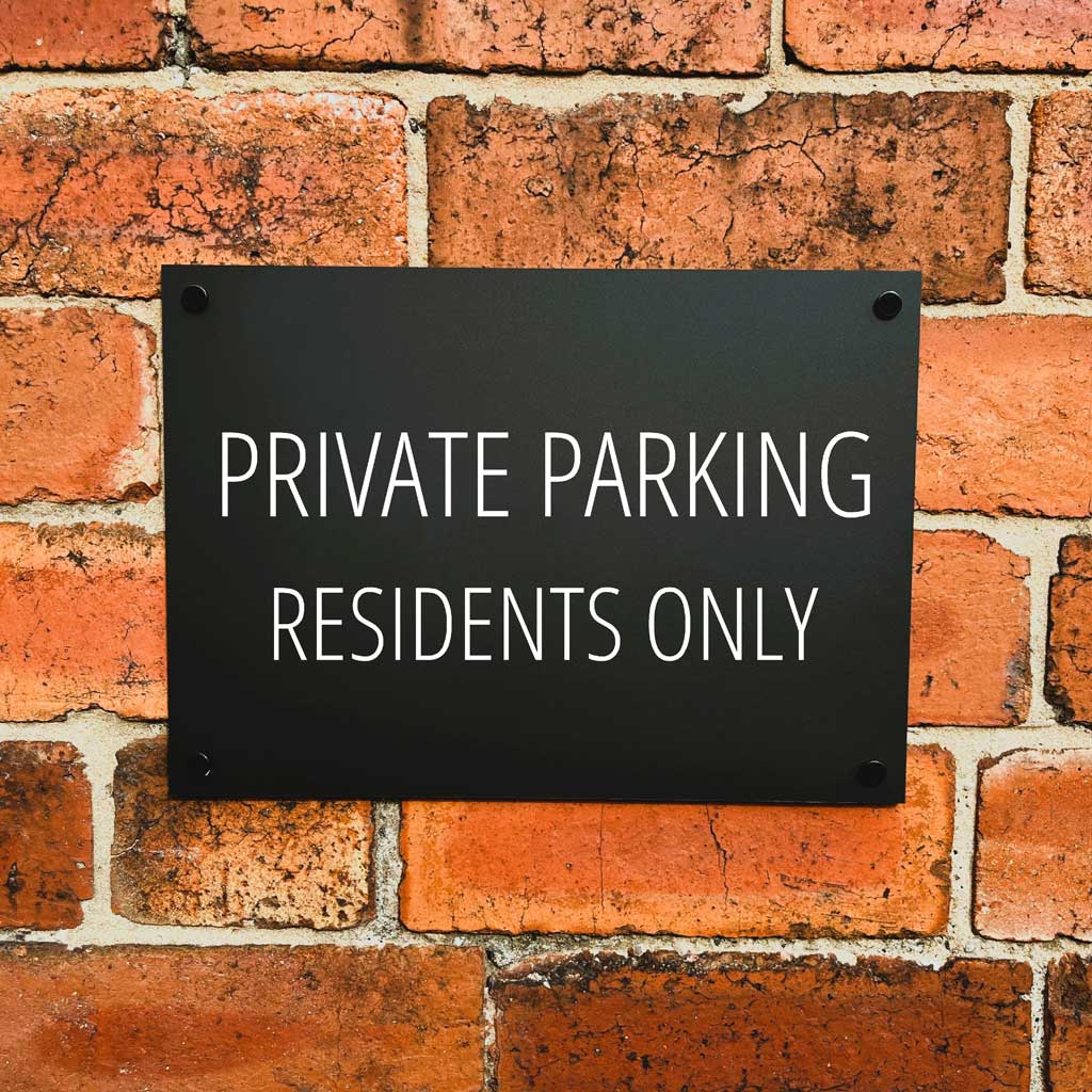Private Parking Residents Only Sign Midnight Black Landscape - The Sign Shed