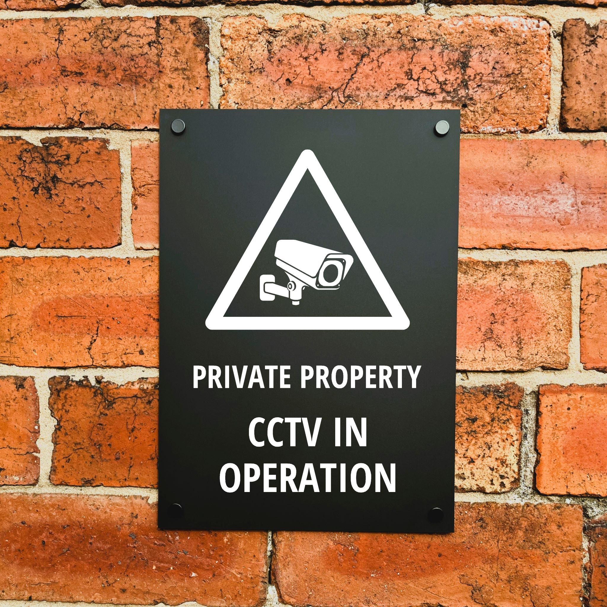 Private Property CCTV Sign Midnight Black v2 - The Sign Shed