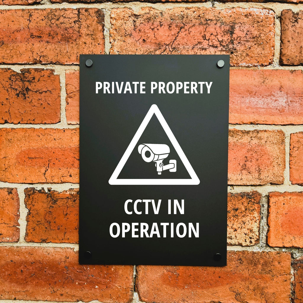 Private Property CCTV Sign Midnight Black v3 - The Sign Shed