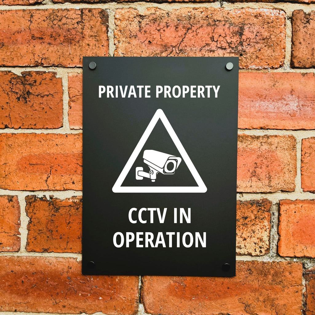 Private Property CCTV Sign Midnight Black v4 - The Sign Shed