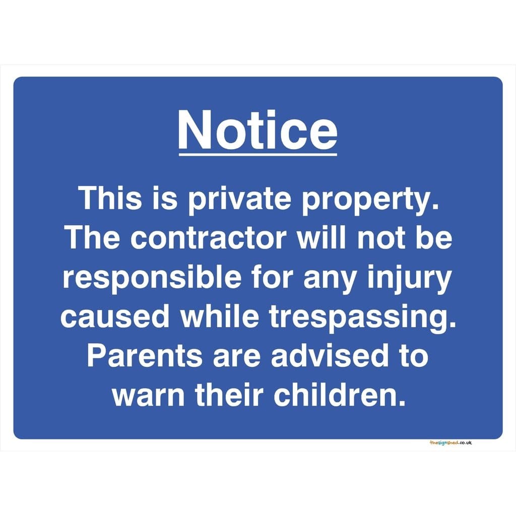 Private Property Sign Blue Background - The Sign Shed