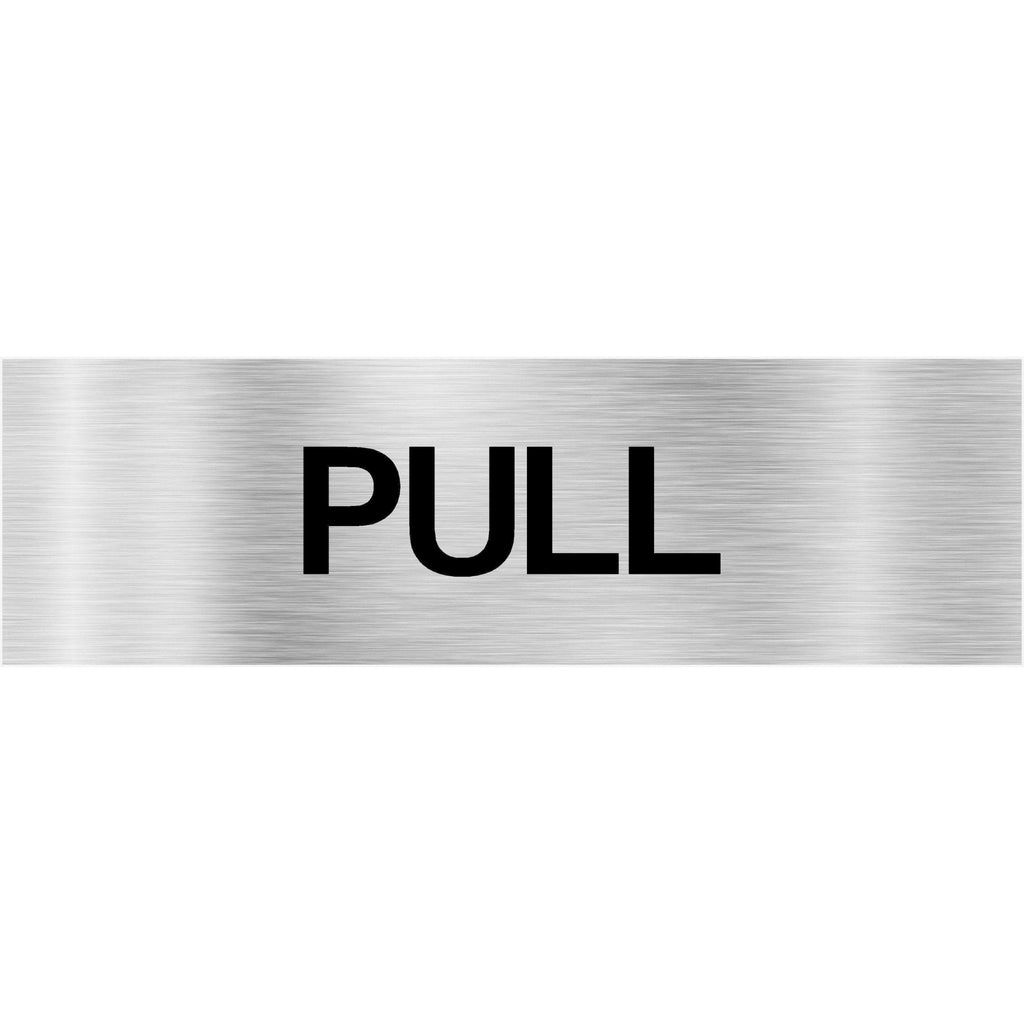 Pull Brushed Silver Aluminium Door Sign Landscape - The Sign Shed