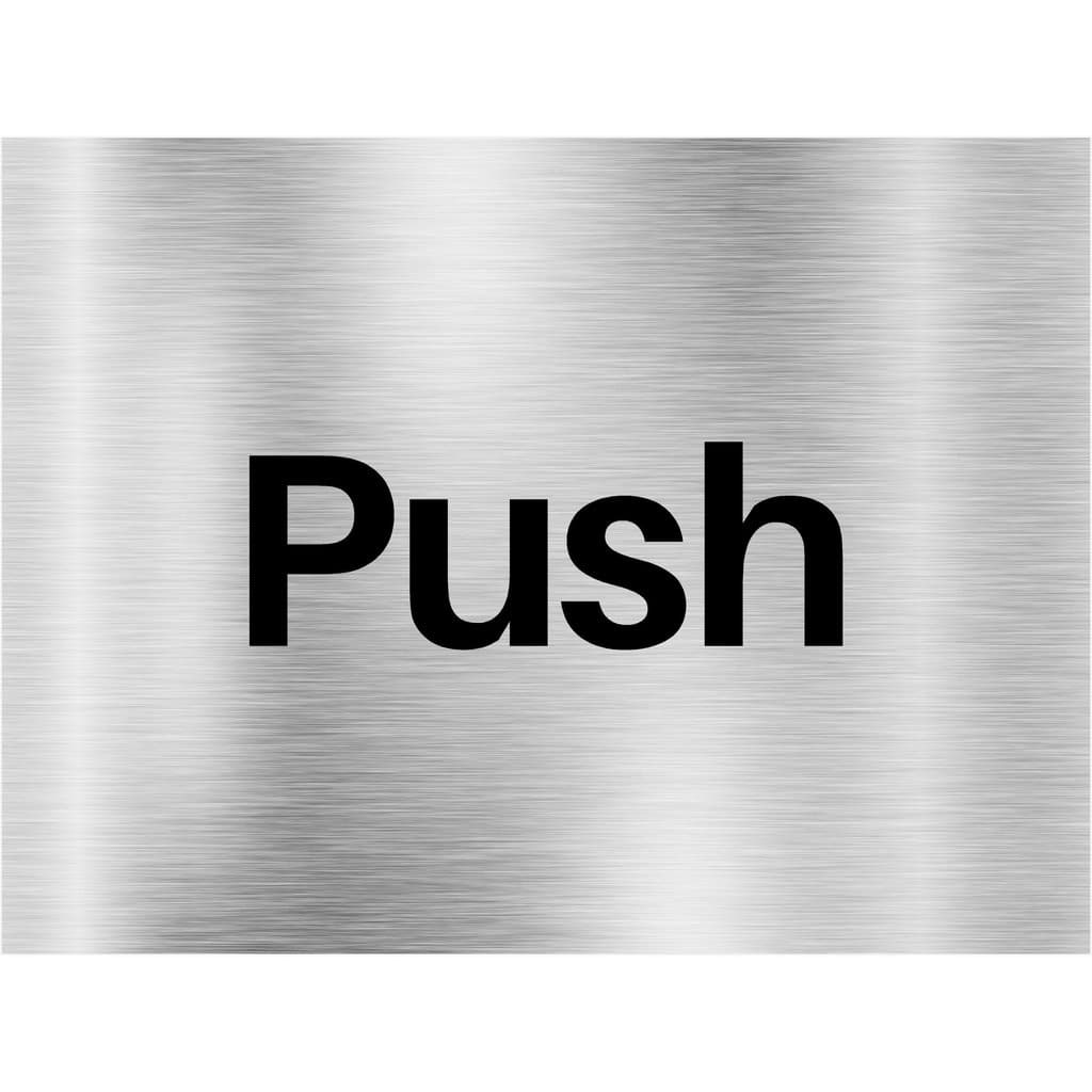 Push Brushed Silver Door Sign - The Sign Shed