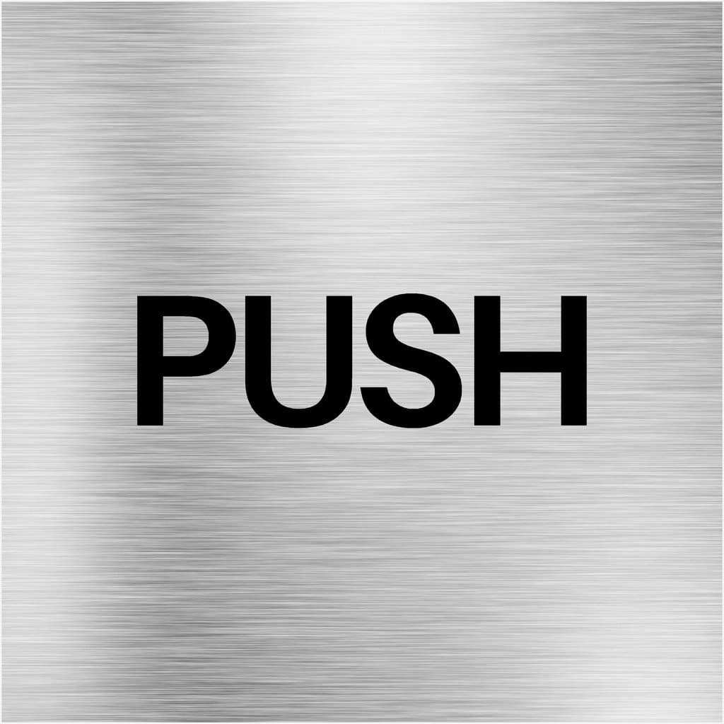 Push Brushed Silver Door Sign - The Sign Shed