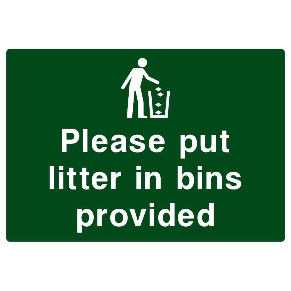 Put Litter In Bins Provided Sign - The Sign Shed