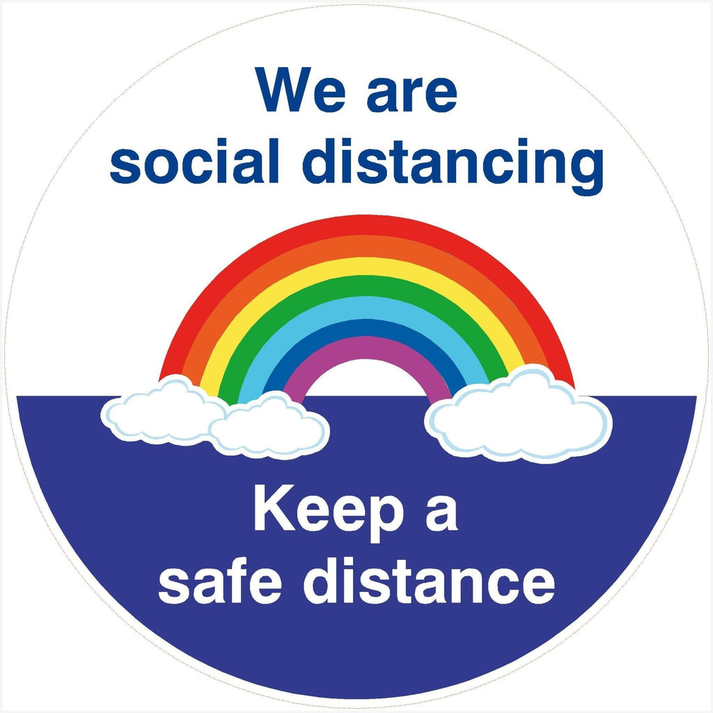 Rainbow Keep A Safe Distance Floor Sticker - The Sign Shed