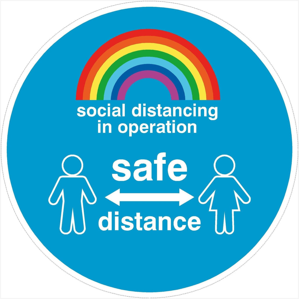 Rainbow Social Distancing In Operation Floor Sticker - The Sign Shed
