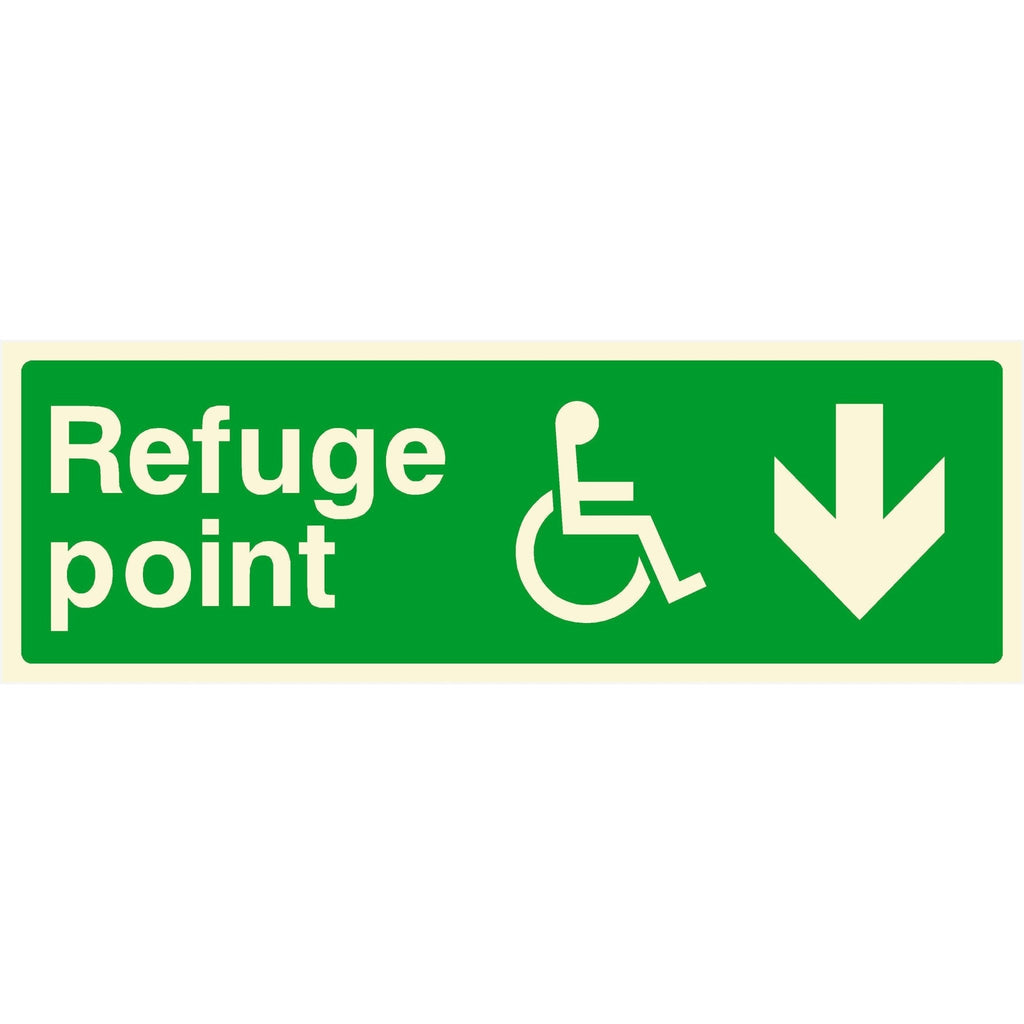 Refuge Point Down Arrow Fire Exit Sign - The Sign Shed