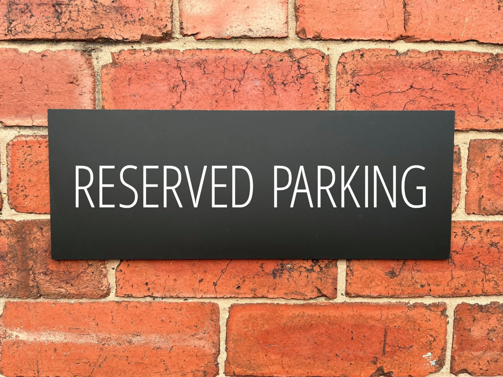 Reserved Parking Sign Midnight Black Landscape - The Sign Shed