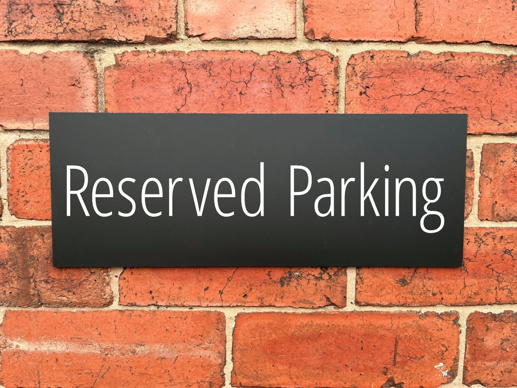 Reserved Parking Sign Midnight Black Landscape - The Sign Shed