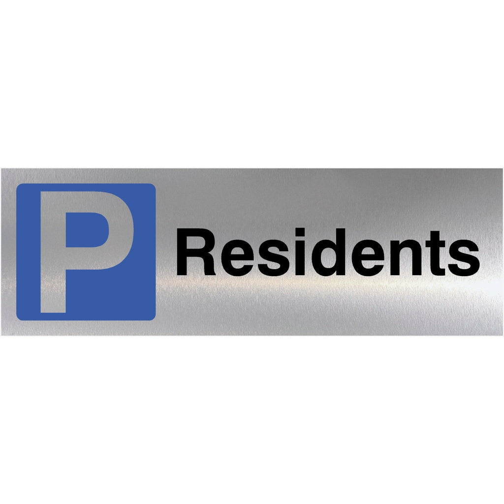 Residents Parking Sign in Brushed Silver - The Sign Shed