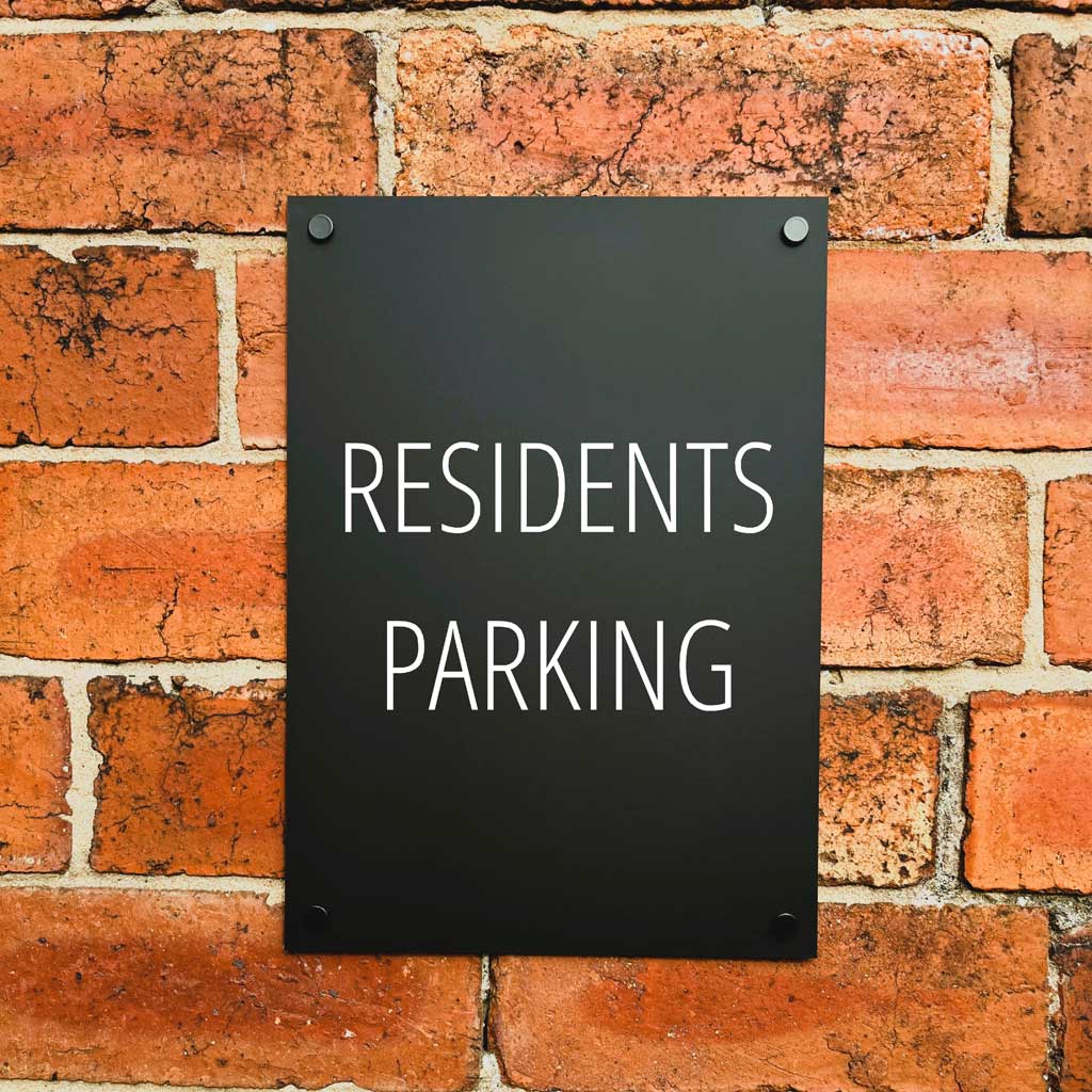 Residents Parking Sign Midnight Black - The Sign Shed