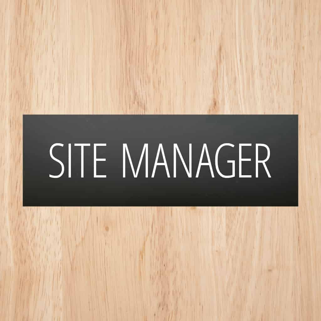 Site Manager Sign Midnight Black Landscape - The Sign Shed