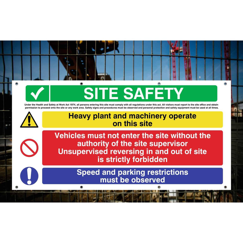 Site Safety Banner | Heavy Plant Multi Message - The Sign Shed