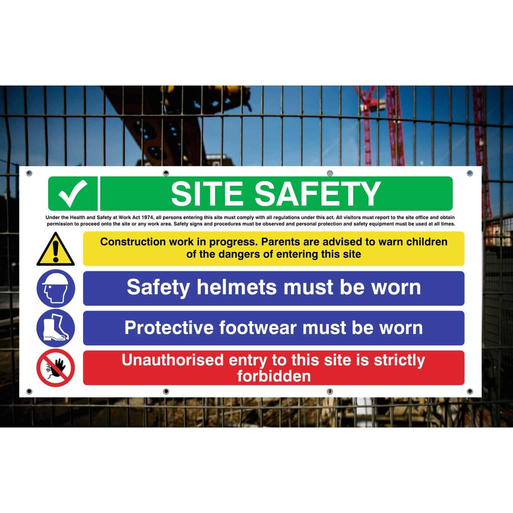 Site Safety Banner | Protective Footwear Multi Message - The Sign Shed