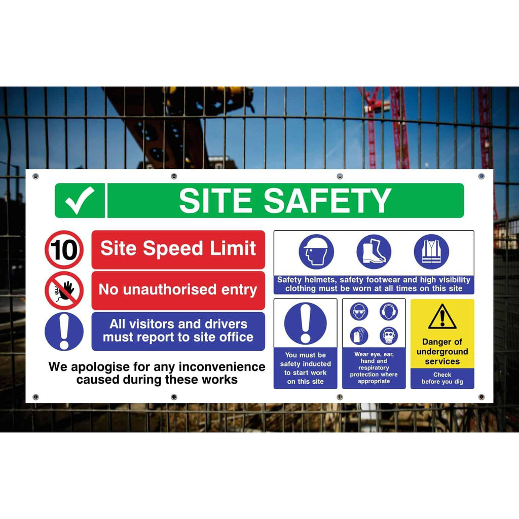 Site Safety Banner | Underground Services 10 MPH - The Sign Shed