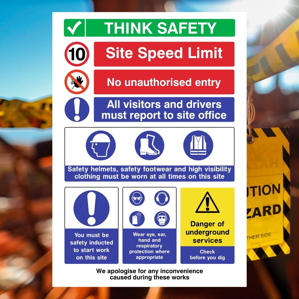 Site Safety Sign Underground Services 10 MPH Speed - The Sign Shed