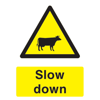 Slow Down Cattle Sign - The Sign Shed