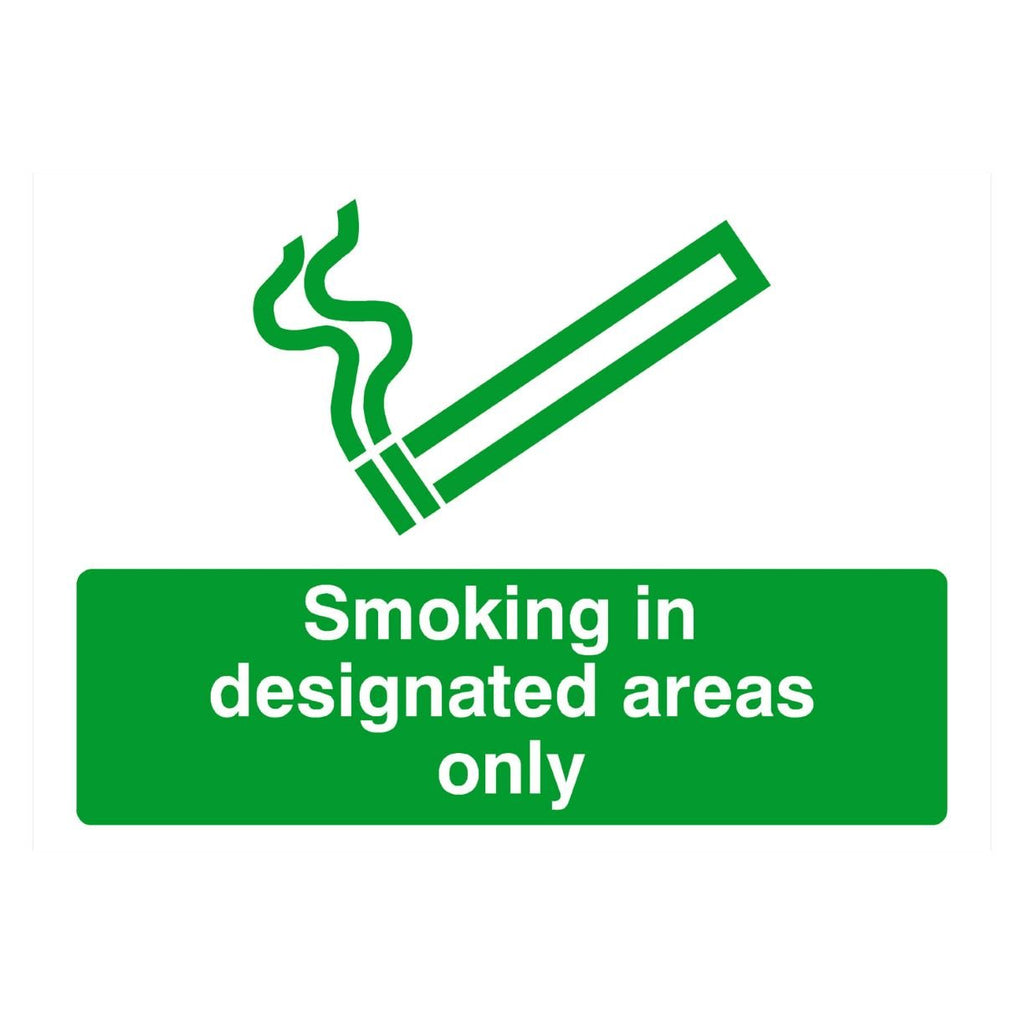 Smoking In Designated Areas Only Sign - The Sign Shed
