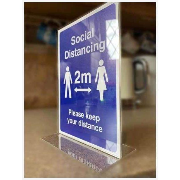 Social Distancing 2m Double Sided Poster Holder - The Sign Shed