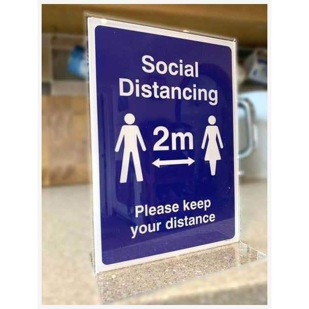 Social Distancing 2m Double Sided Poster Holder - The Sign Shed