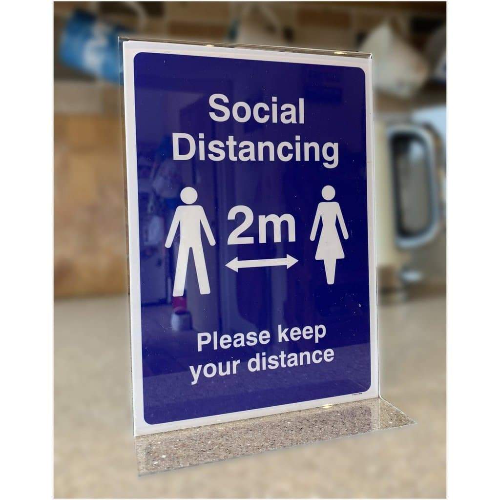 Social Distancing 2m Double Sided Poster Holder - The Sign Shed