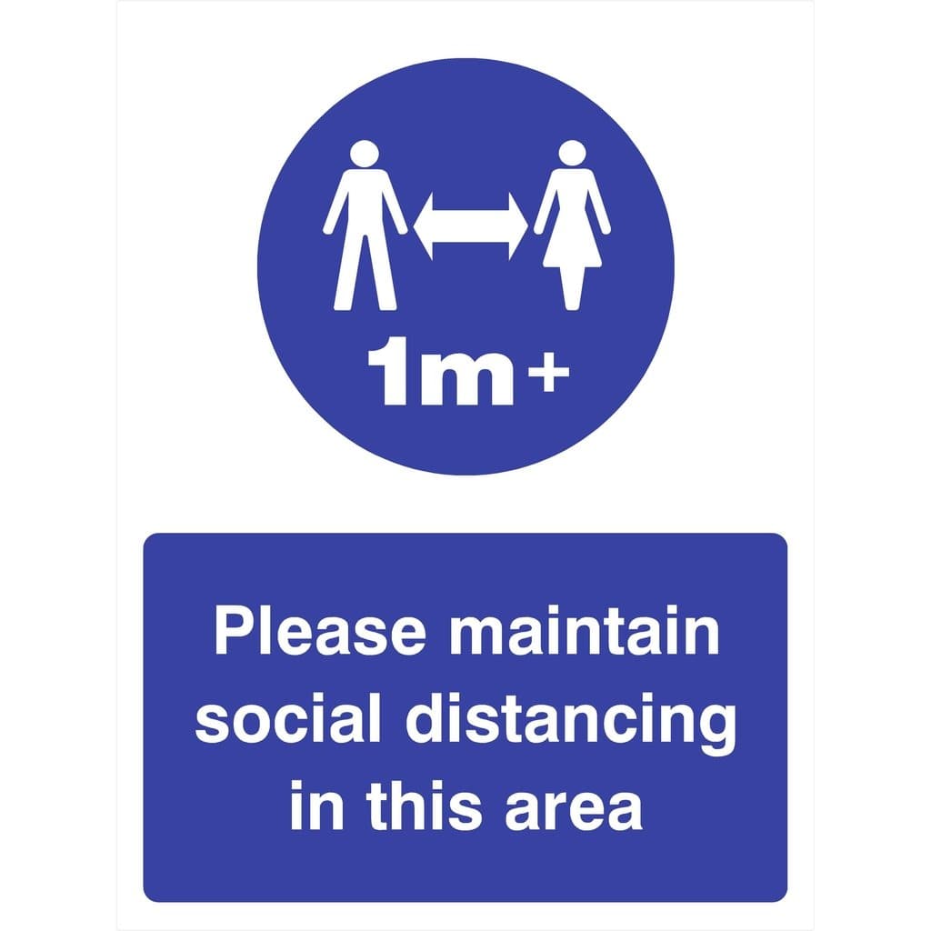 Social Distancing In This Area 1 Metre Sign - The Sign Shed
