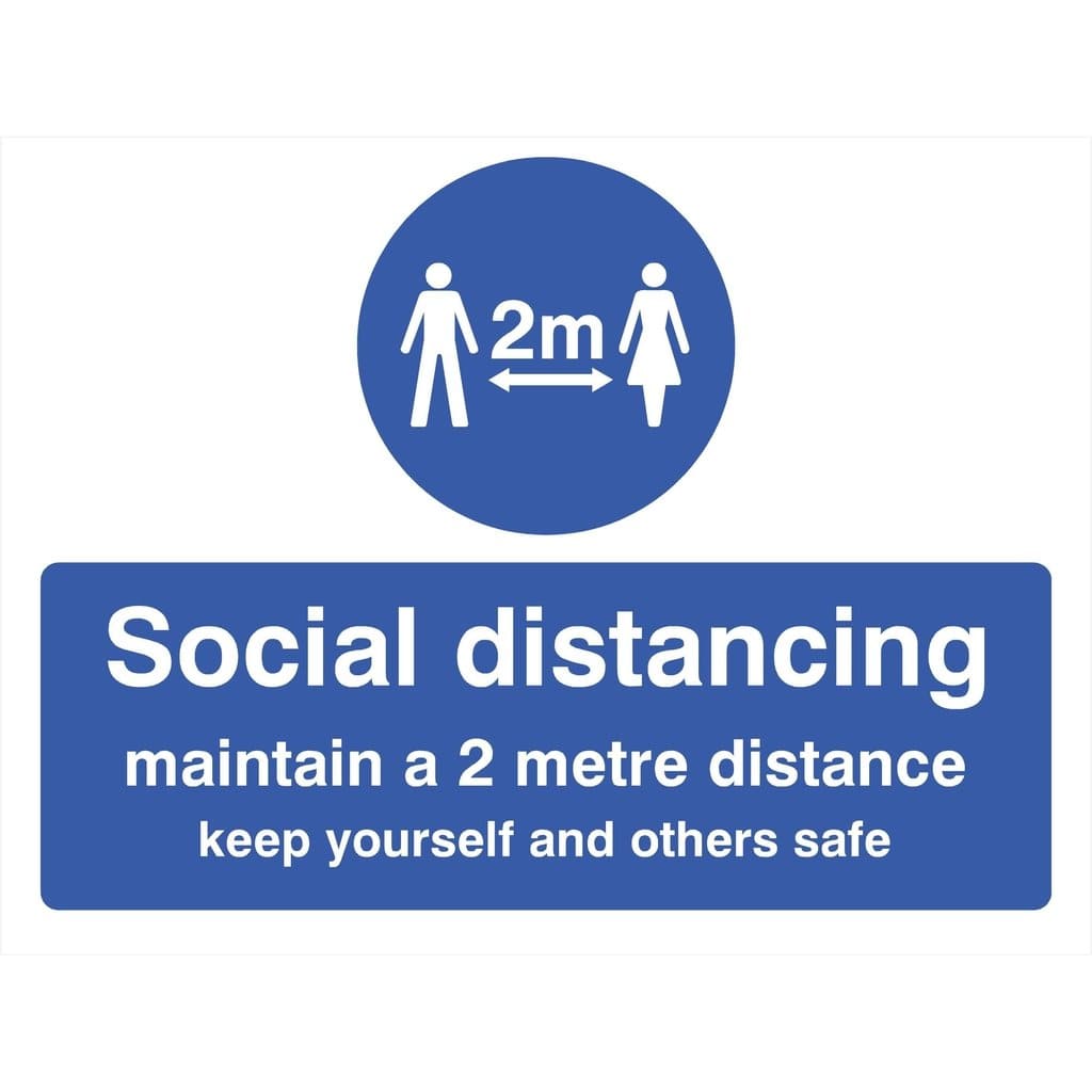 Social Distancing Maintain 2 Metre Distance Sign Landscape Version - The Sign Shed