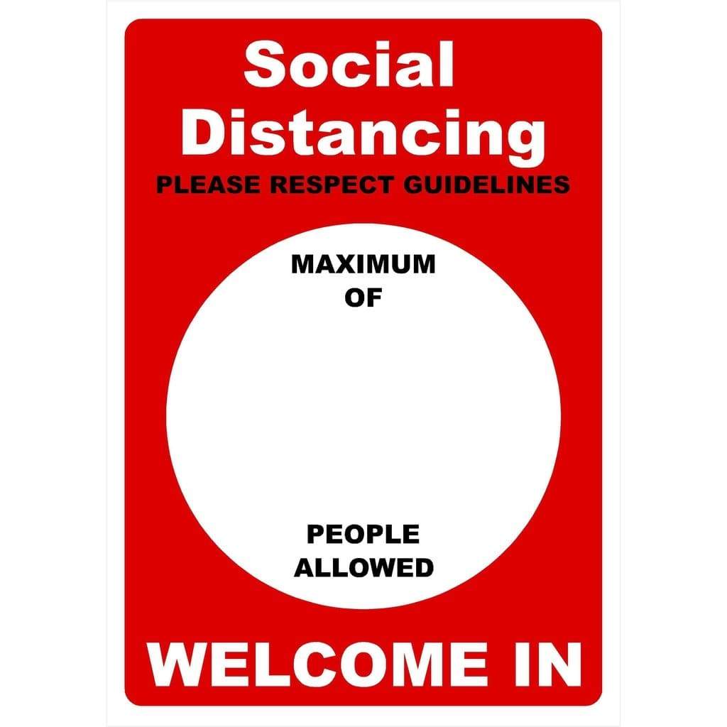 Social Distancing Maximum People Allowed Sign - The Sign Shed