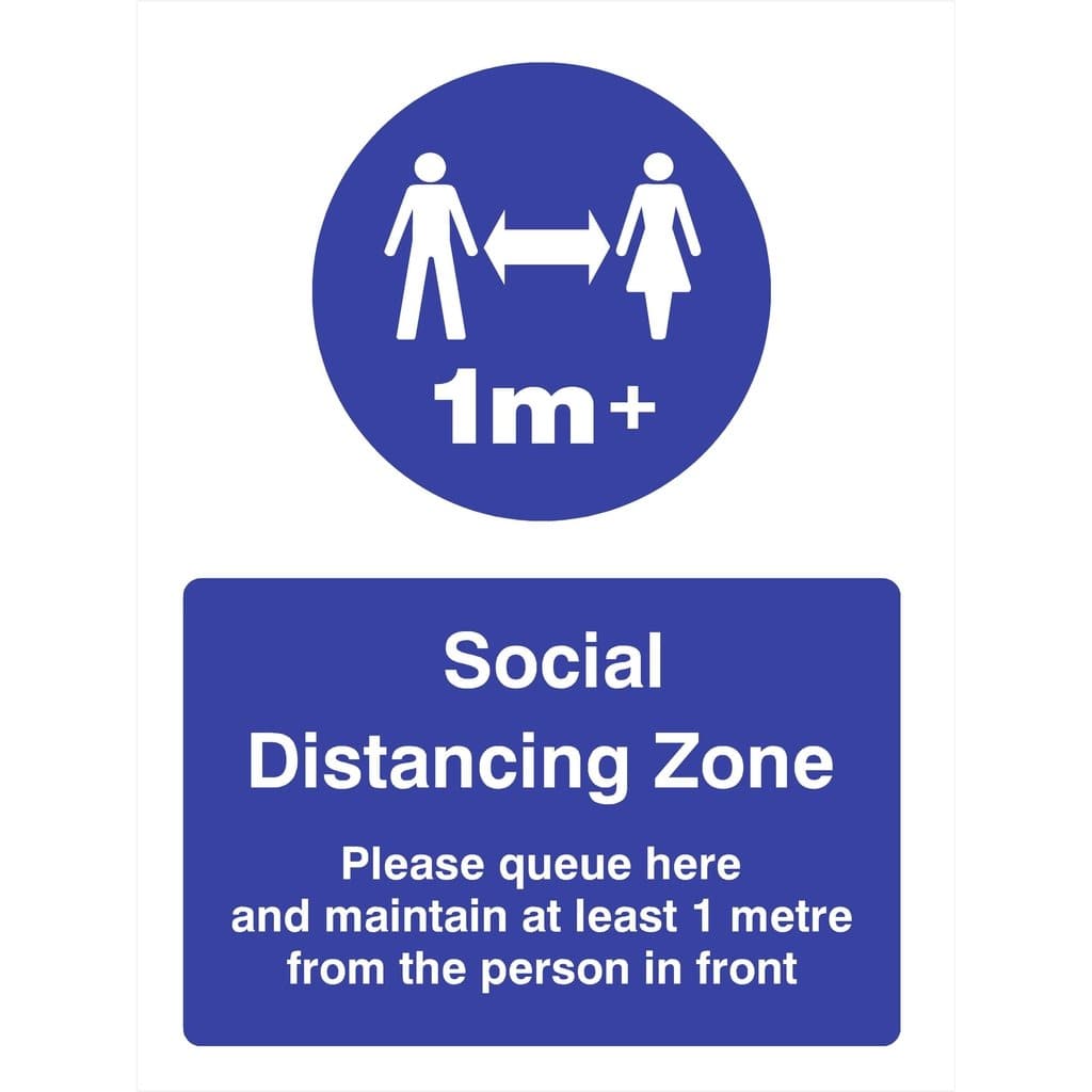 Social Distancing Zone Please Queue Here 1 Metre Sign - The Sign Shed